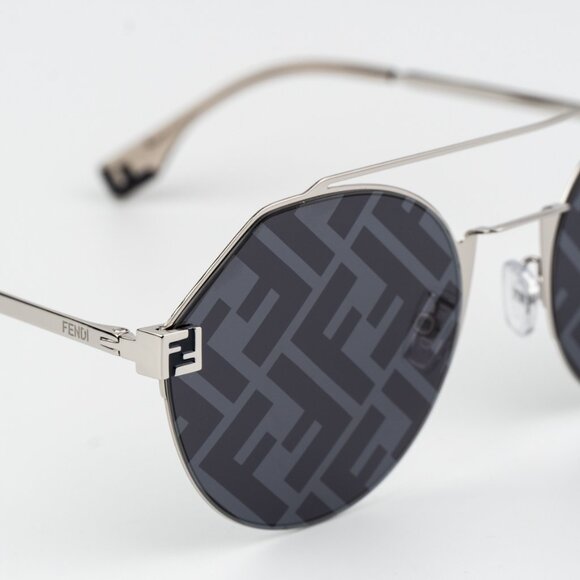 Fendi Women Sunglasses Palladium Blue Silver Mirror Logo Round FE40060U 16X NEW - Picture 7 of 10